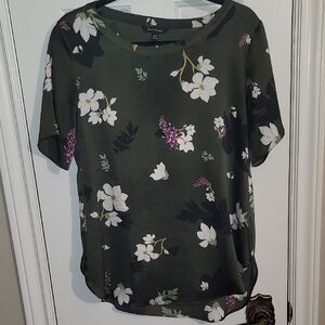 Banana Republic Olive Floral Blouse